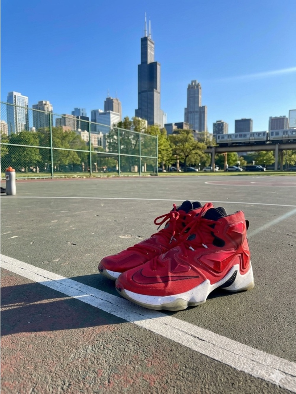 Nike LeBron-13 On Court red basketball shoe Men's Red High-Top Athletic 10.5